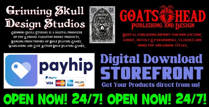 grin skull goatshead logo title med